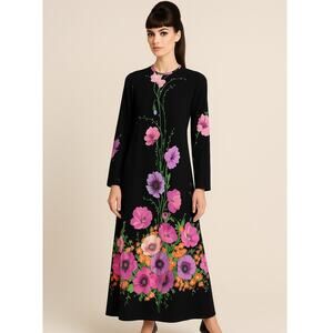 Vintage Styled by Tyrone maxi dress 1960s Vibrant Hippie Mod Boho Floral *Small